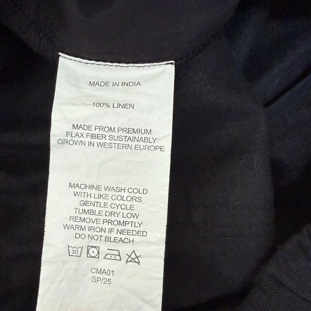 Quince Womens 100% European Linen Pants Size‎ L Black Coastal Resort Vacay NWT